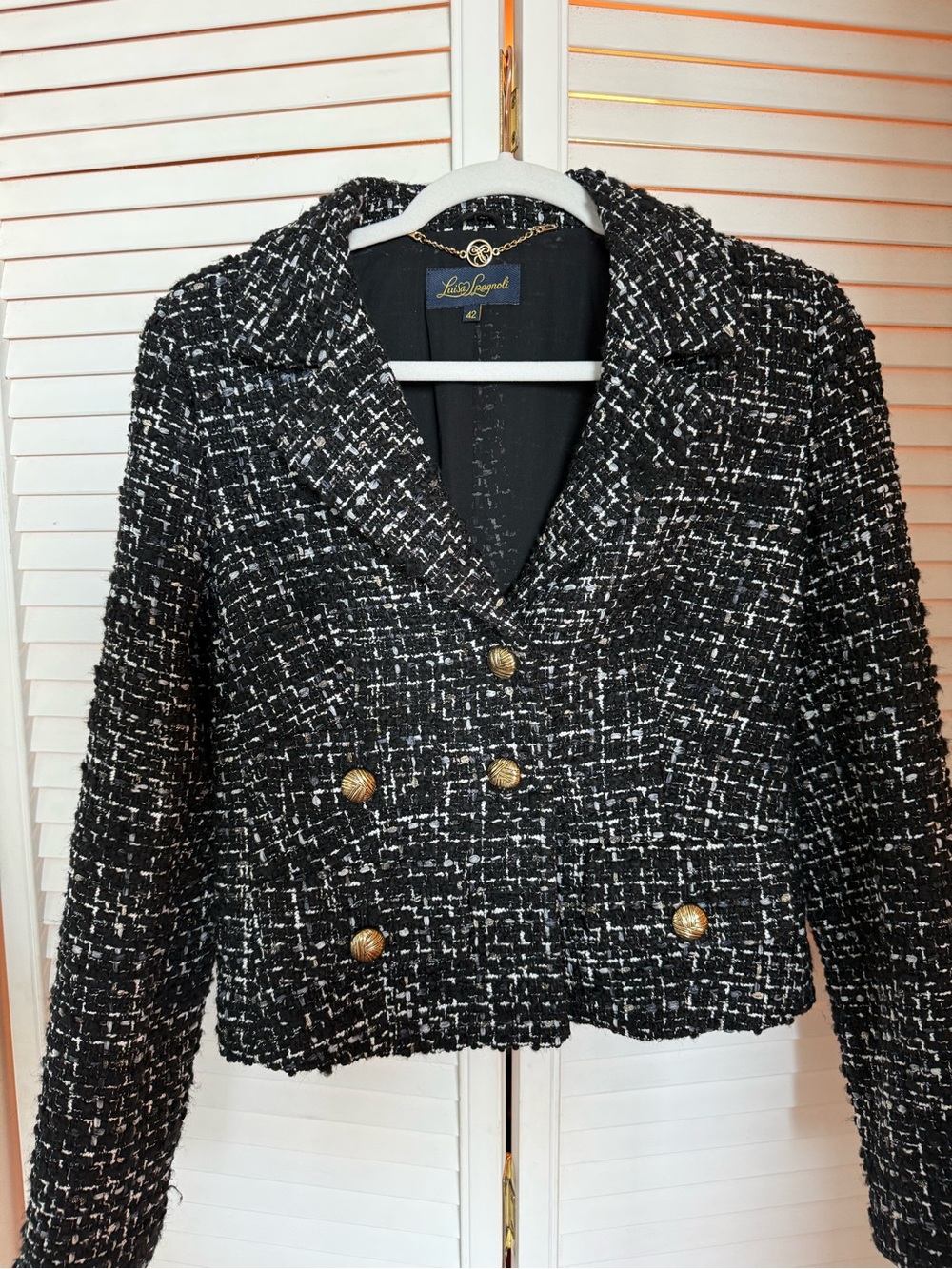 Unworn Luisa Spagnoli Black & White Tweed Jacket and Skirt